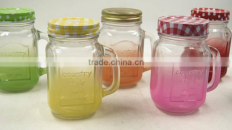 Glass Mason Jar colored glass jar with metal Lid