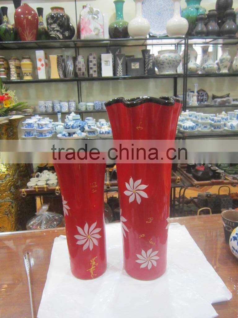 Vietnam ceramic home vase, set of 2 red ceramic vase, price wholesale