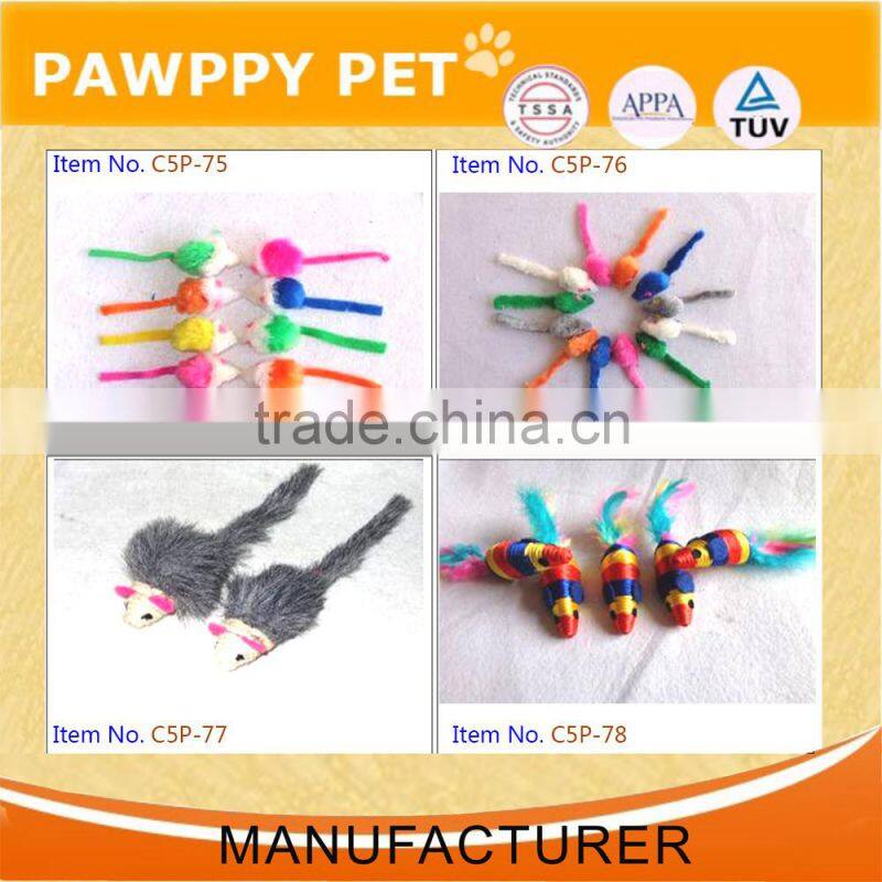 mouse sound interactive lifelike mice shape cat toy with fur and feather