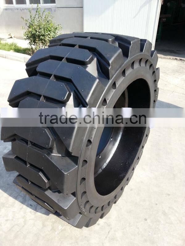 Chinese Good Price 8 Stud Holes 10x16.5 10-16.5 Standard Solid Skid Steer Tires-NO FLAT-Set of 4