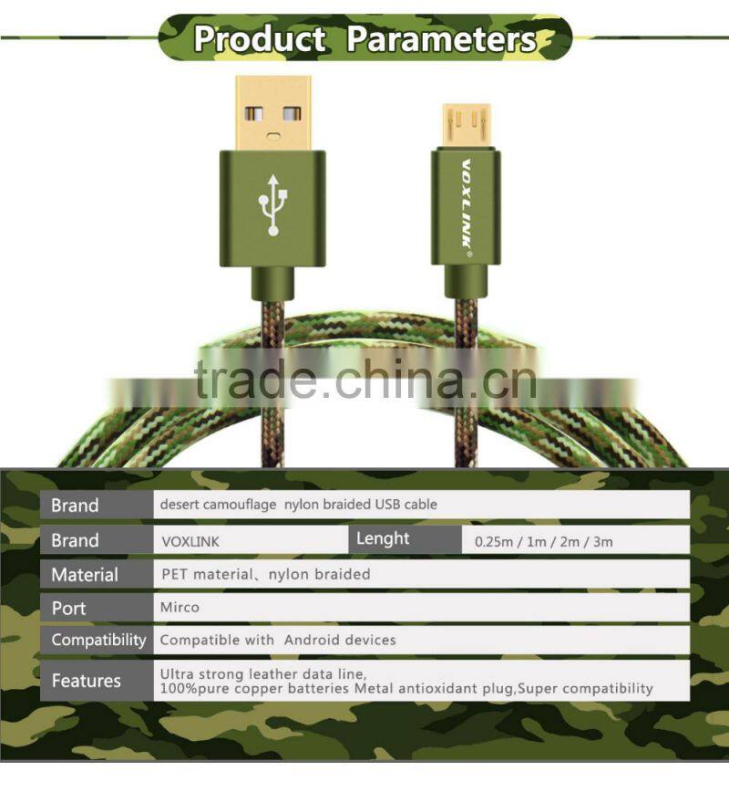 VOXLINK colorful 5v 2a gold plated 2m Crocodile USB typc c Charger Cable for macbook