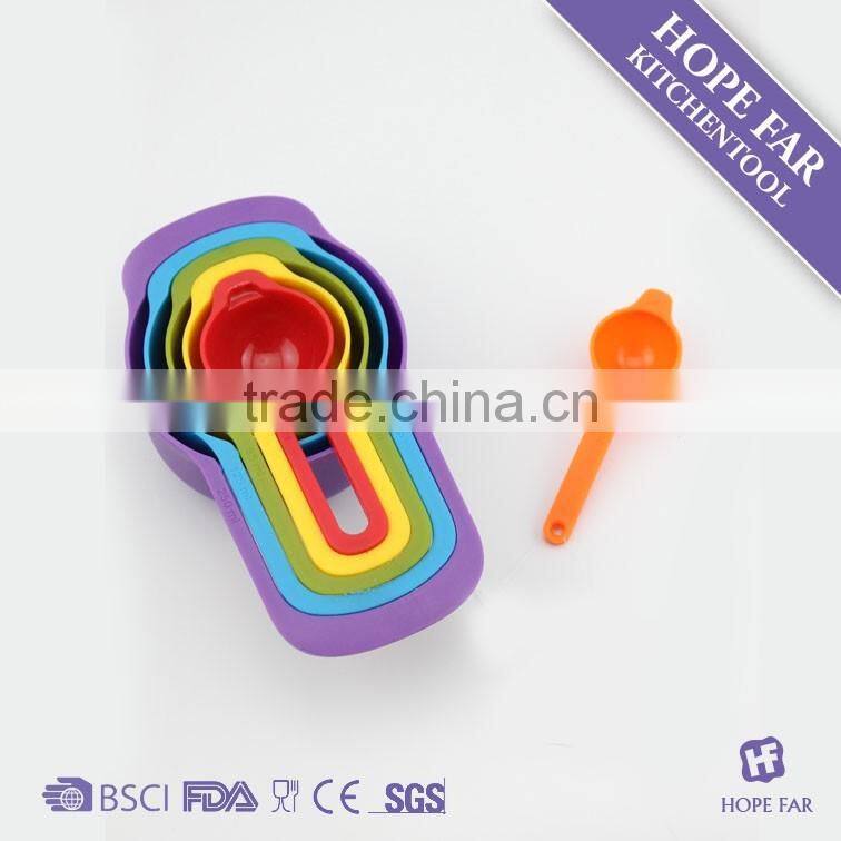 0600040 Nice rainbow color plastic measuring spoon and cup set,measuring tool set