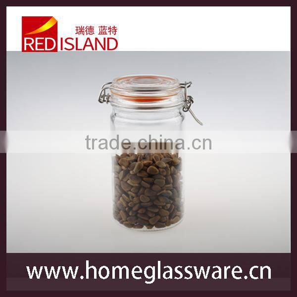 decorative clear airtight glass bottles with stainless steel clips
