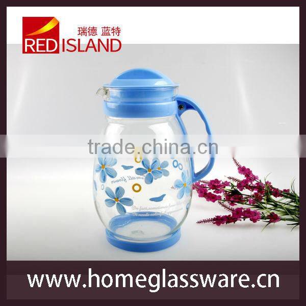 2L glass water pot with plastic handle