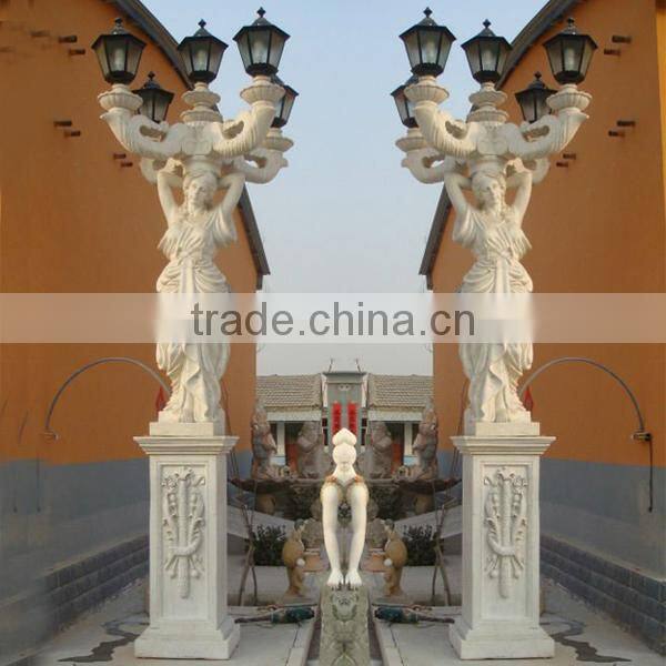 Hand Carved Italian Marble Statue Lamp for Sale