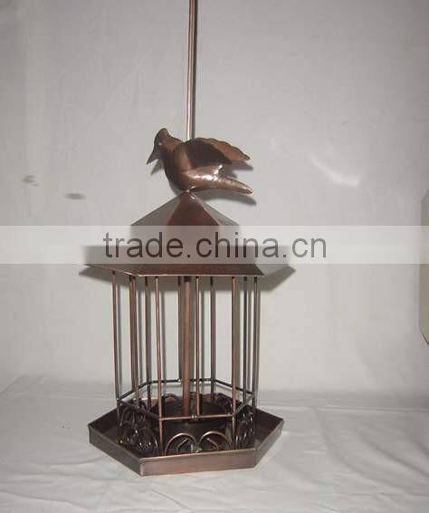 Decorative Garden Bird Feeder, Wooden Garden Bird Feeder with Sparrow on Top and Flower design