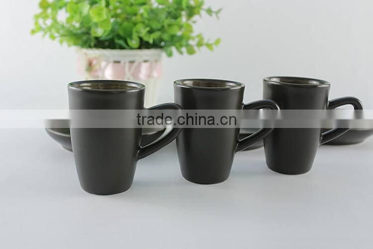 China supplier new premium custom wholesale black porcelain coffee cup saucer