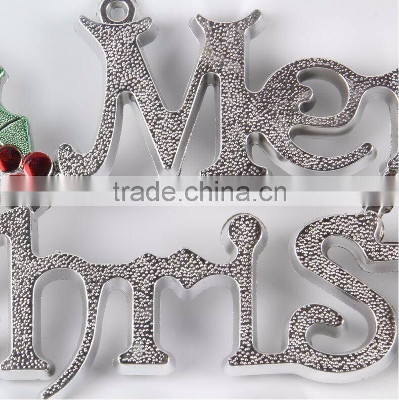 Plastic Decorative Hanging Merry Christmas Word Crafts Decoration Christmas With Leaf