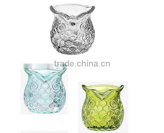 Glassware, owl shaped candle holder