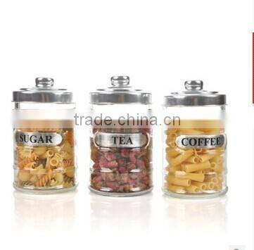 bell shaped glass candy coffee sugar jar with clothes and tin cap
