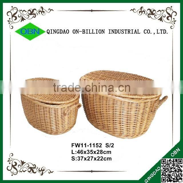 Handwoven storage lidded the wicker basket with handle