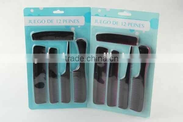 12PC Combined type double color plastic comb set/hair brush