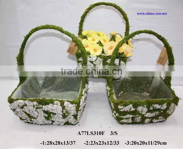wholesale moss basket with snow covered