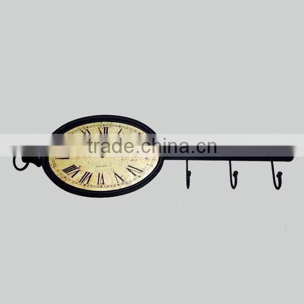 Key shape wall clock with hook