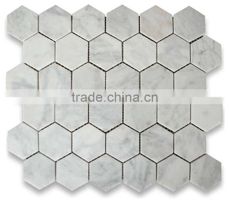 MM-CV256 Hot product indoor design natural white hexagon marble and stone mosaics tiles