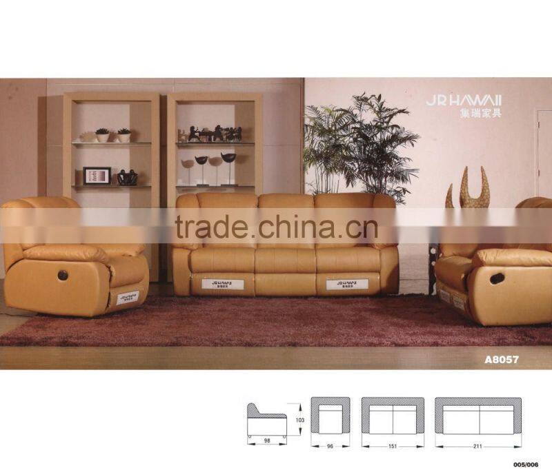 JR8055 modern Luxury Italian full thick soft cow leather living room cheap recliner sofa set