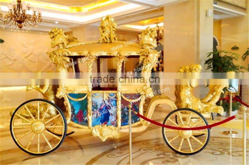 European style carved golden Royal horse saddle wedding carriage luxury horse carriage for sale(BG11-M051)