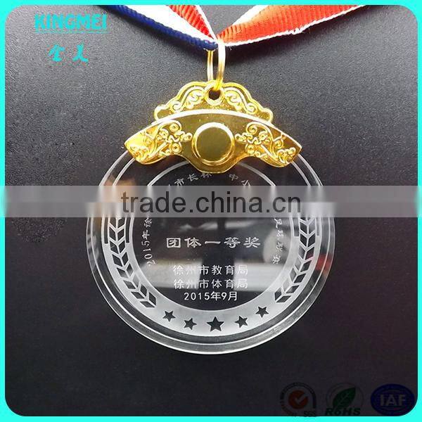 KM-XP09 2016 new arrival round shape small glass crystal medal
