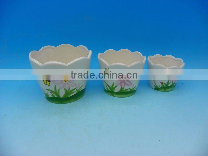 RECTANGULAR WHITE CERAMIC FLOWER POT