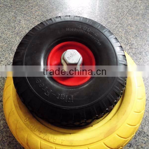 flat free tire 4.00-4/pu wheel