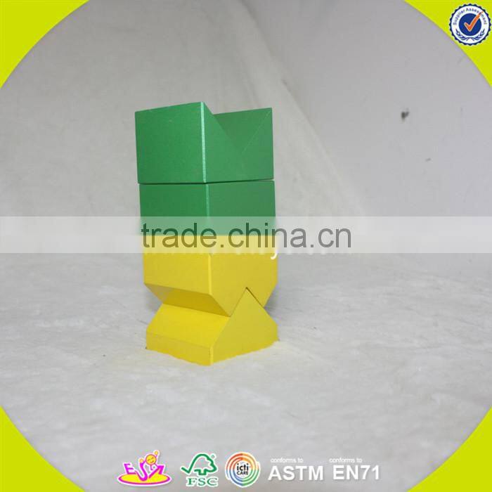 Wholesale wonderful baby wooden stacking blocks game toy colorful hottest stacking blocks game W13E003