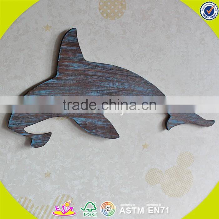 2017 New design home decorations wooden wall hanging top fashion whale shape wooden wall hanging W09D016