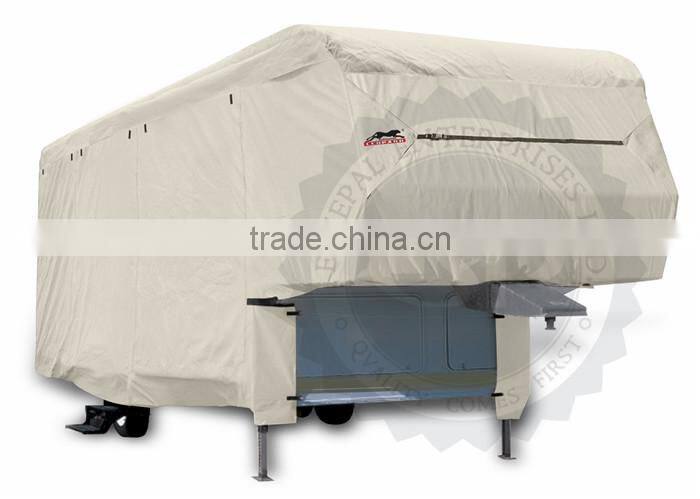 Deluxe 300D Polyester Waterproof Fifth Wheel Fiver Wheel Trailer Caravan Motorhome RV Cover