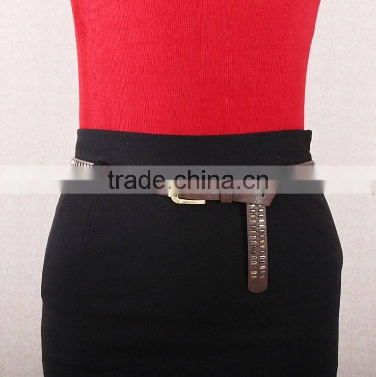 Wholesale new style women lady waist belt PU faux leather belt with two row rivet