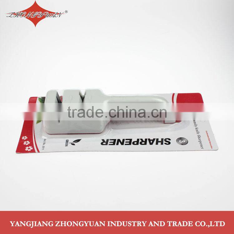 Precision edge 4 stage knife or scissors sharpener with long safety handle