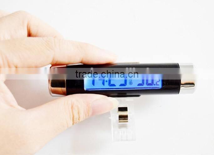 2016 2 in 1 digital Display LCD screen backlight Auto Car clock Thermometer