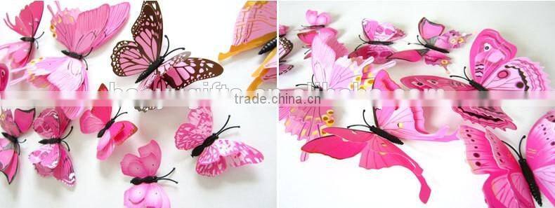Bilayer 3D Butterfly Wall Sticker Double-deck Butterflies Decor Wall Sticker Decorative Twin-layer