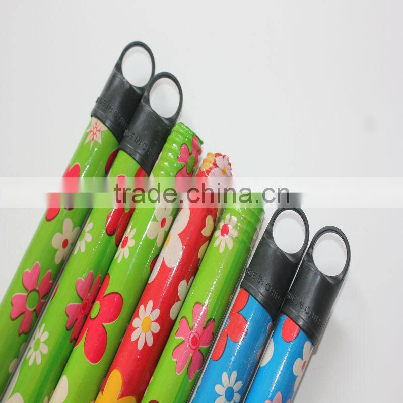 PVC coated wooden broom stick with Cap