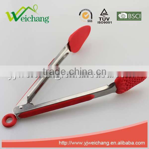 WCHXK01 Premium Comfort Stainless Steel Locking strawberry shape Food Tongs with Heat Resistant Silicone Heads, Good Grip