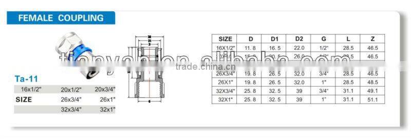 DZR BRASS FEMALE COUPLING
