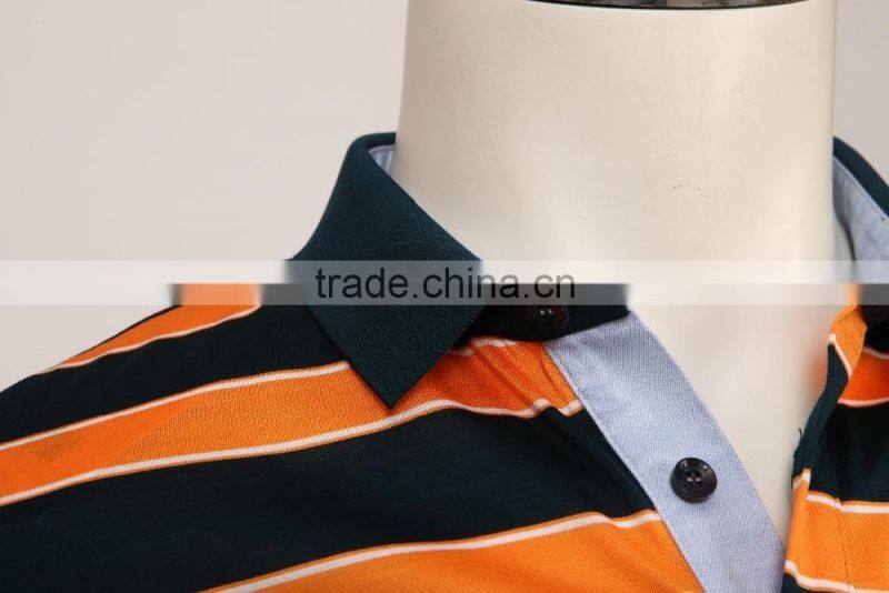 Men's 100%cotton stripe softtextile t shirt polo