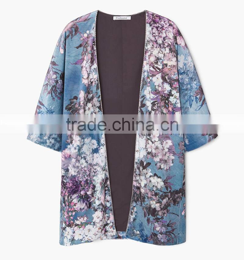 ladies short sleeve light velvet jacket custom printing