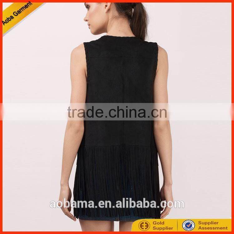 china factory cheap women winter style Suede Tassels jacket