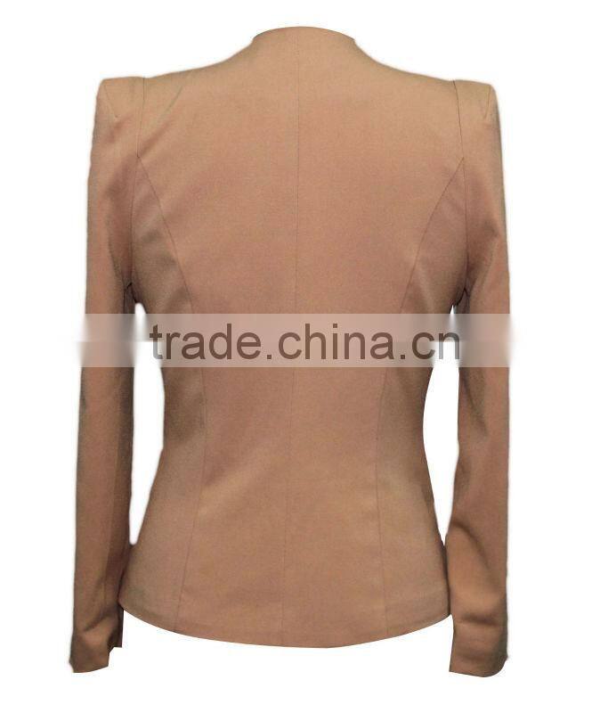 deep v-neck double breasted slim flap pocket cheap varsity jacket with solid color