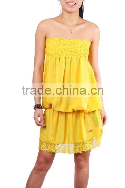 2015 latest 100%polyester dress plain dyed dress for lady