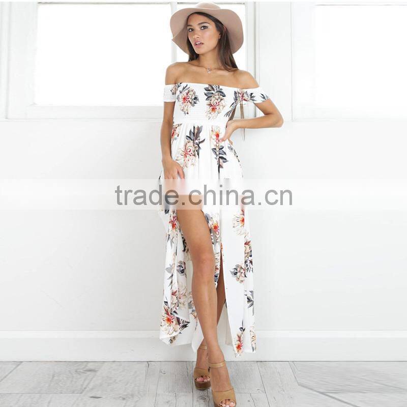 Maxnegio off shoulder backless bohemian girls smoking high slit dress