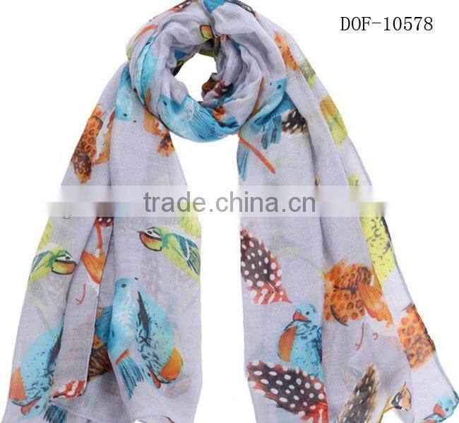 Fashion print bird&feather hot scarf