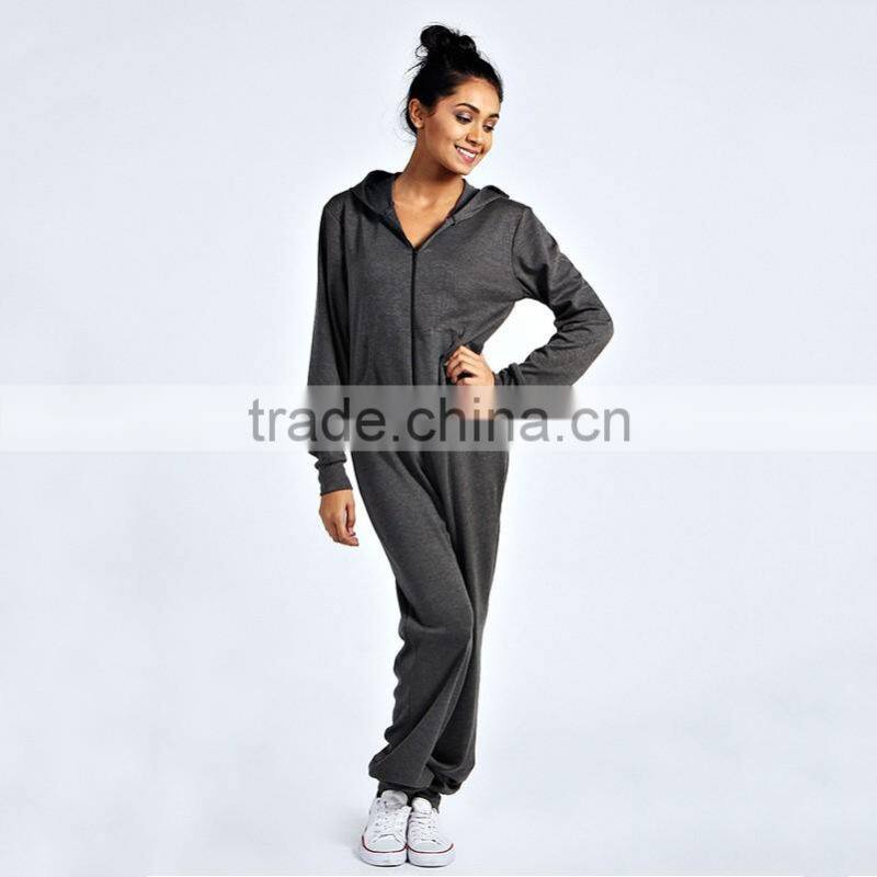Custom made cheap plain colour cotton fitted onesie for adults