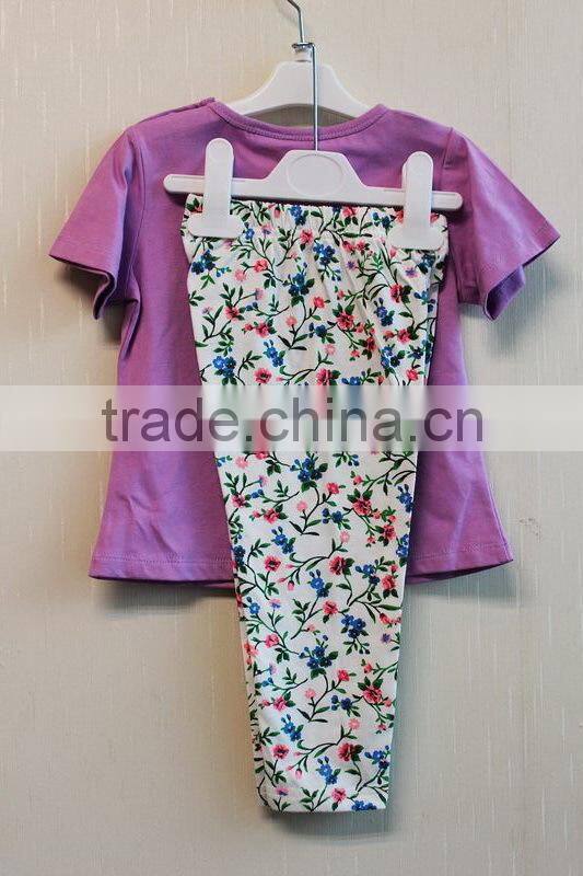 Wholesale Fashion Baby Girls 2 Pcs Set Purple Short Sleeve Top + Long Pant Casual Set TP-7717