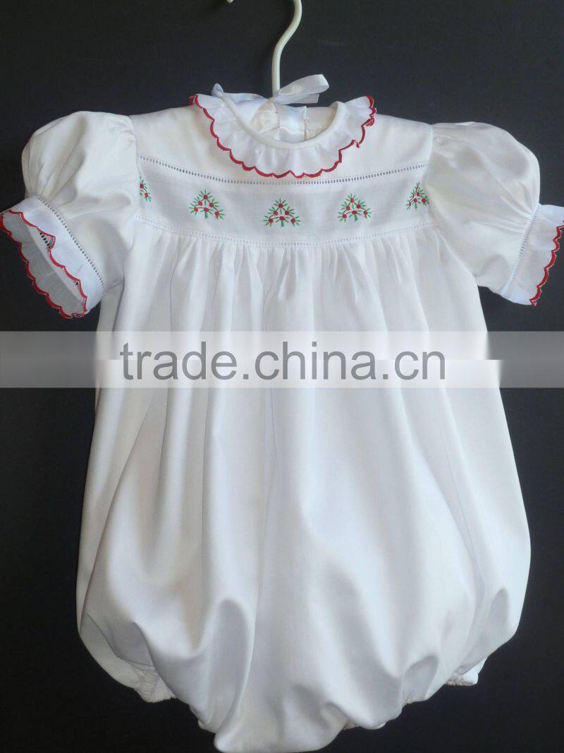 Baby Girls Christmas Trees Romper Kids White Bubble