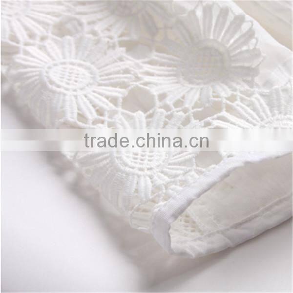 odm manufacturer 2015 summer fashion design round collar half sleeve lace shirt for ladies slim sexy women big size blouses