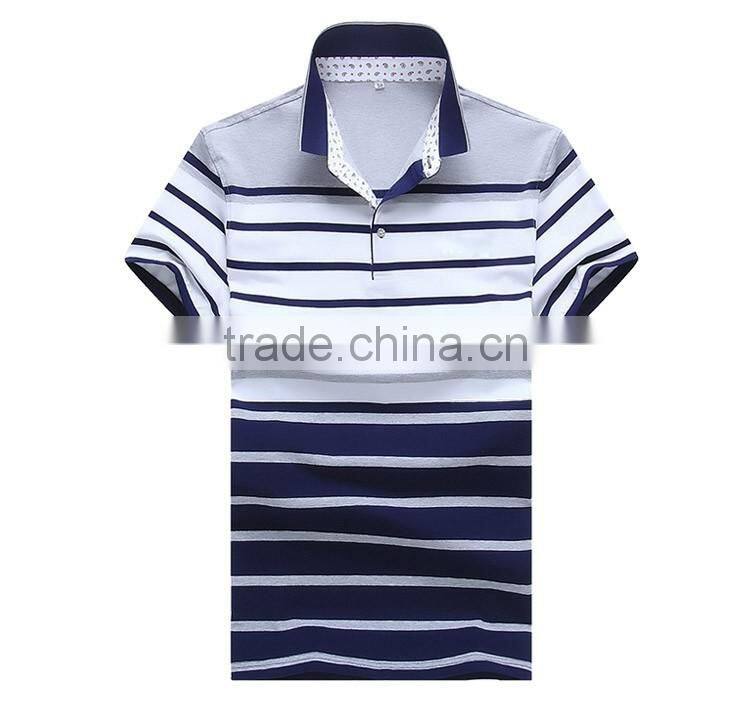 Customized classic short sleeve stripe men polo shirt 2016