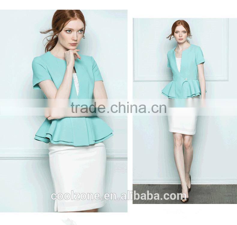 Women summer two pieces business suits office lady uniform