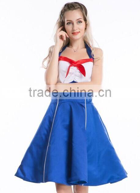 Women's Vintage Rockabilly Swing 1950's Evening Party Dress with Belt