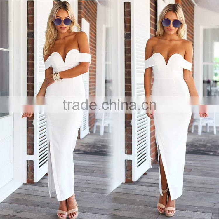 2016 wholesale Latest Design V-neck Sleeveless Long Beaded Pink Chiffon Party Dress