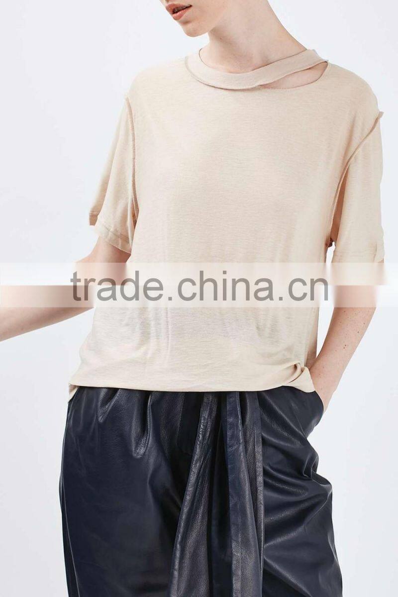 Blank women metallic batwing t-shirt